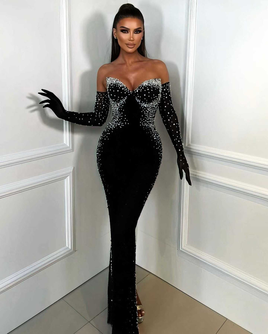 party wear body con gown